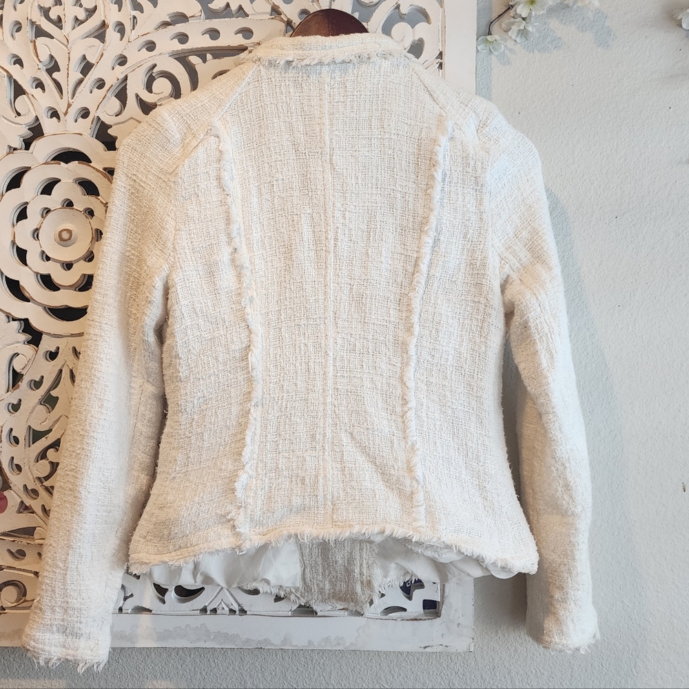 BELLA DAHL TWEED WHITE BLAZER SIZE MEDIUM - Picture 3 of 13